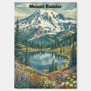 Aimant Montagnes du Parc National Vintage du Mont Rainier
