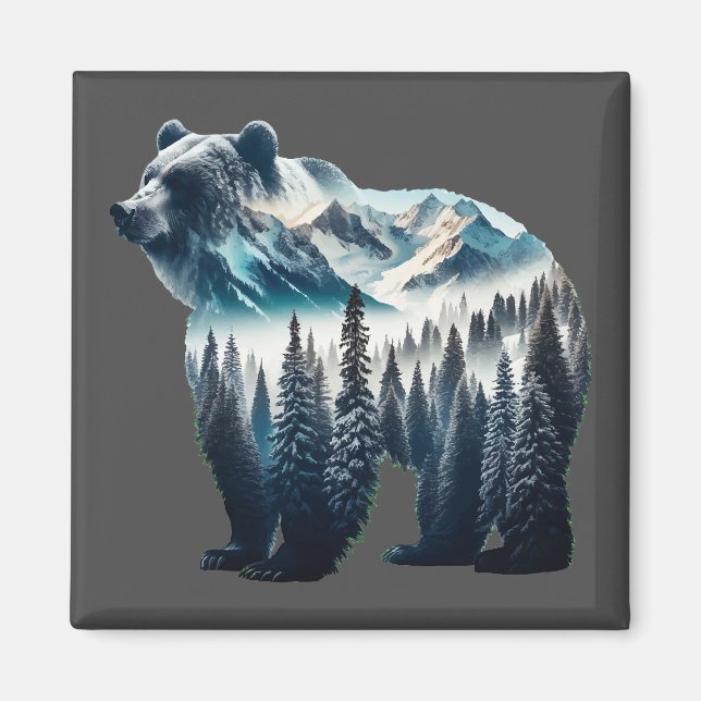Aimant Montagnes et forêts de grizzlis (Devant)