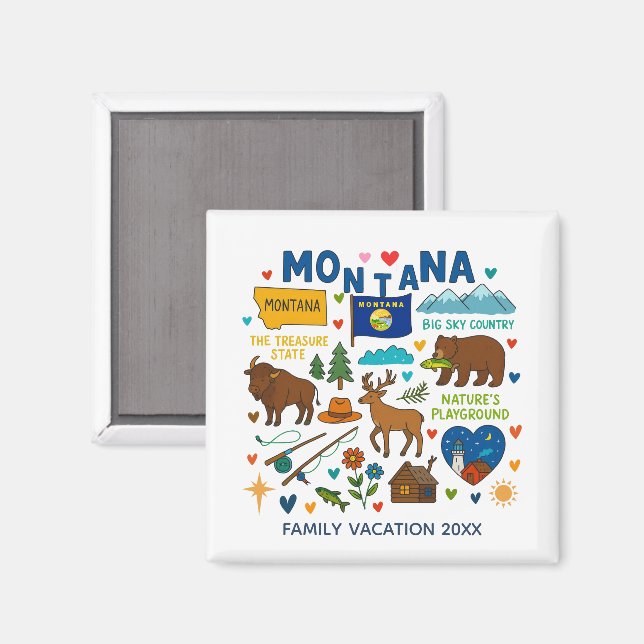 Aimant Montana Family Trip Keepsake Custom (Recto/Verso)