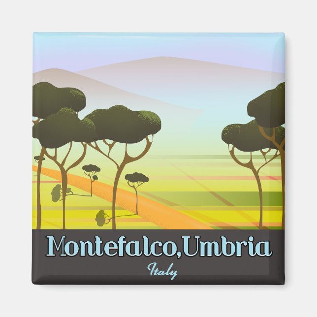 Aimant Montefalco, Ombrie Italie affiche de voyage (Devant)