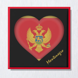 Aimant Monténégro drapeau & Coeur, Monténégro vacances /s