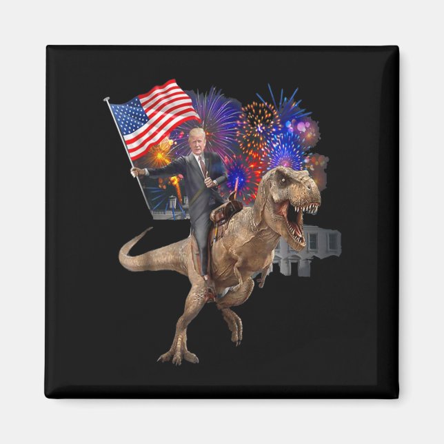 Aimant Monter Un Dinosaure T-rex Soutenir Trump 2020 (Devant)