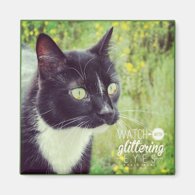 Aimant Montre Avec Des Yeux Étincelants Chat (Devant)