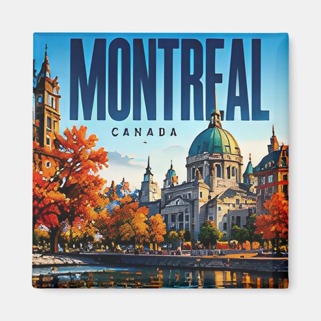 Aimant 🍁 Montréal Skyline Moderne Style Urbain 🍁 (Devant)