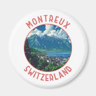Aimant Montreux Suisse Retro Cercle désorganisé