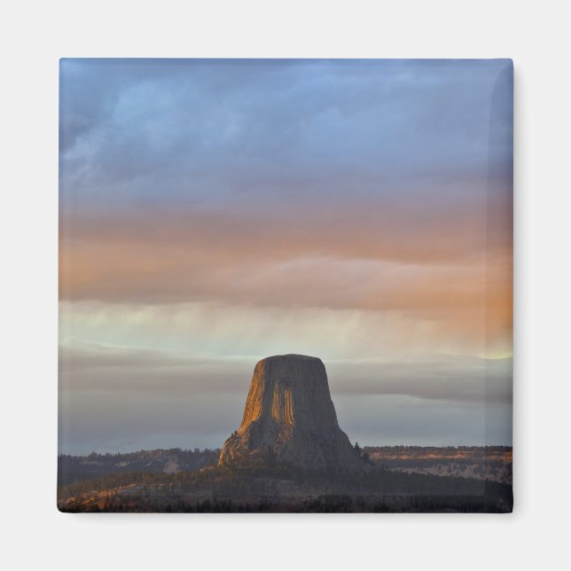 Aimant Monument national de Devils Tower, tempête au couc (Devant)