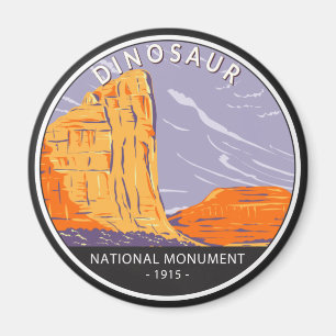 Aimant Monument national de Dinosaur Cercle Vintage