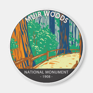 Aimant Monument national de Muir Woods Californie Vintage
