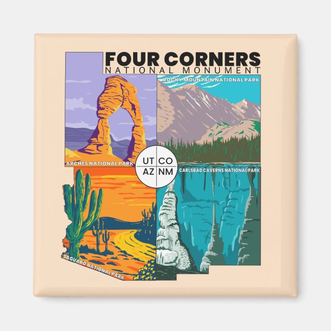 Aimant Monument national des quatre coins avec parcs nati (Devant)