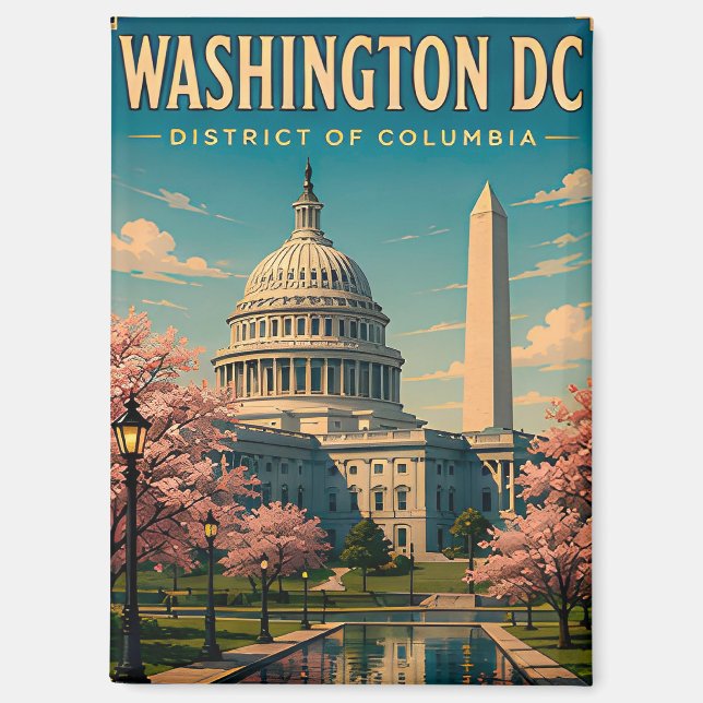 Aimant Monuments et ciel de Washington DC et du Capitole (Recto)
