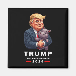 Aimant Moo Deng Hippopotamus soutient Donald Trump 2024 F