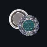 Aimant Moody Black Floral Classic Couple Names Wedding<br><div class="desc">A bold and sophisticated Wedding magnet featuring dramatic dusty blue and grey floral illustrations against a stark black background. The crisp white typography and classic layout set an elegant,  moody tone. Perfect for a formal evening or a sophisticated wedding.</div>