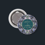 Aimant Moody Black Floral Classic Couple Names Wedding<br><div class="desc">A bold and sophisticated Wedding magnet featuring dramatic dusty blue and grey floral illustrations against a stark black background. The crisp white typography and classic layout set an elegant,  moody tone. Perfect for a formal evening or a sophisticated wedding.</div>