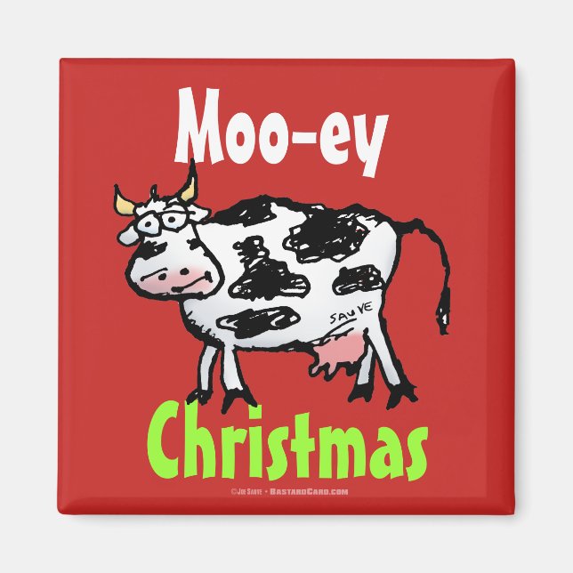 Aimant Mooey Noël Funny Red Cow (Devant)