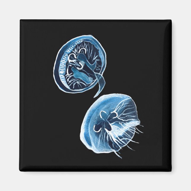 Aimant MoonJellyfish aquarelle art (Devant)