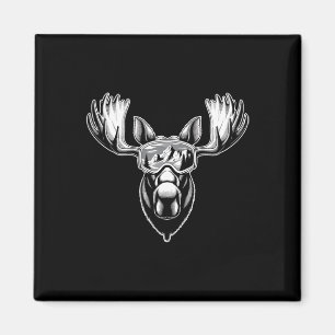 Aimant Moose Avec Ski Goggles Ski Snowboard Hiver