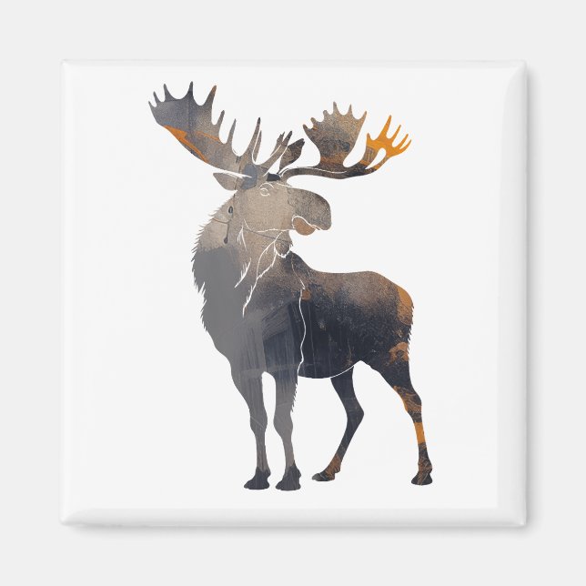 Aimant Moose Wildlife Nature Illustration Silhouette Joy (Devant)