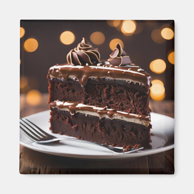 Aimant Morceau de gâteau au chocolat (Devant)
