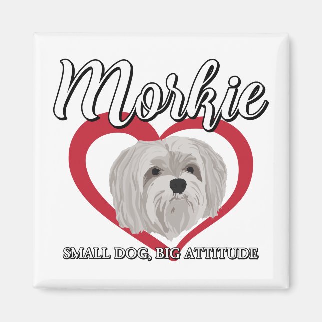 Aimant Morkie - Petit chien grande attitude 3 (Devant)