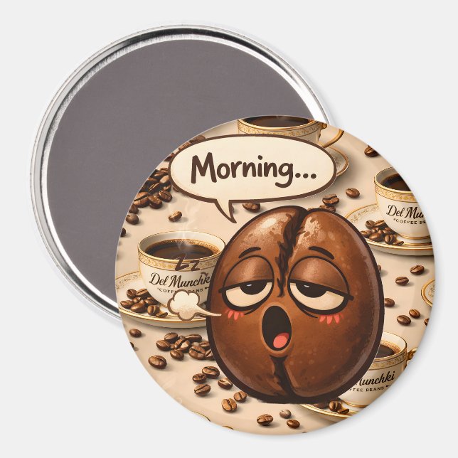 Aimant Morning, sleepy coffee bean funny re (Recto/Verso)