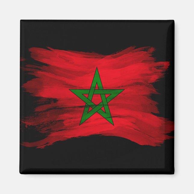 Aimant Morocco flag brush stroke, national flag (Devant)