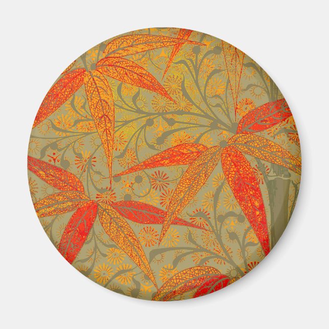 Aimant Morris & Co. motif Bamboo Godwin orange et sauge (Devant)