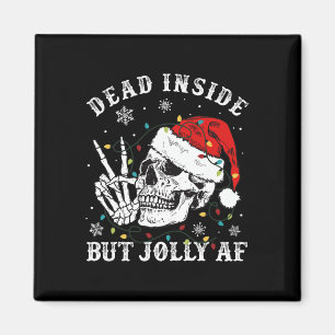 Aimant Mort à l'intérieur mais Jolly AF Skeleton Père Noë