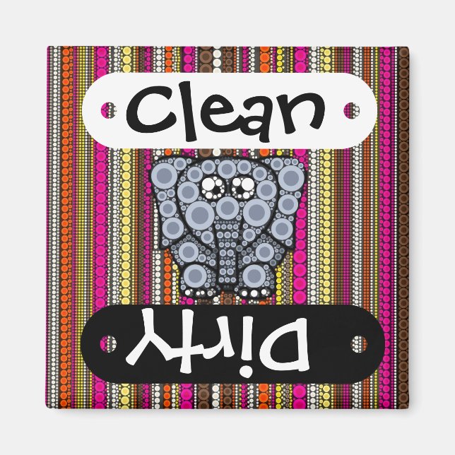 Aimant Mosaïque circulaire d'éléphant funky avec des rayu (Devant)