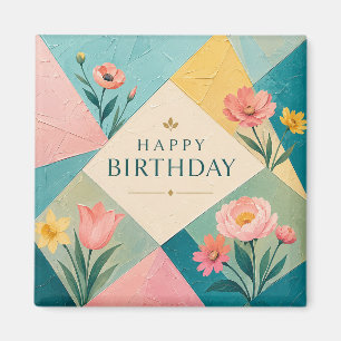 Aimant Mosaique florale géométrique d'anniversaire