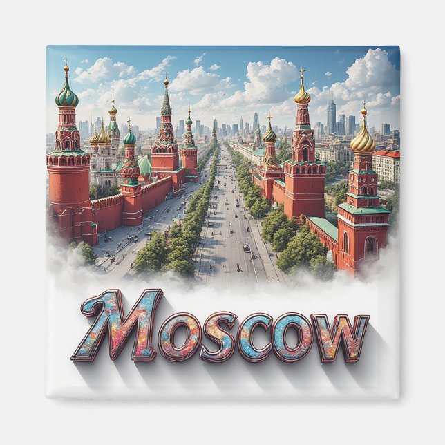 Aimant 🧲 Moscou Russie Aventure Mémoire 🇷🇺 (Devant)