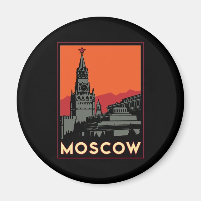 Aimant moscou russie kremlin art déco voyage rétro (Devant)