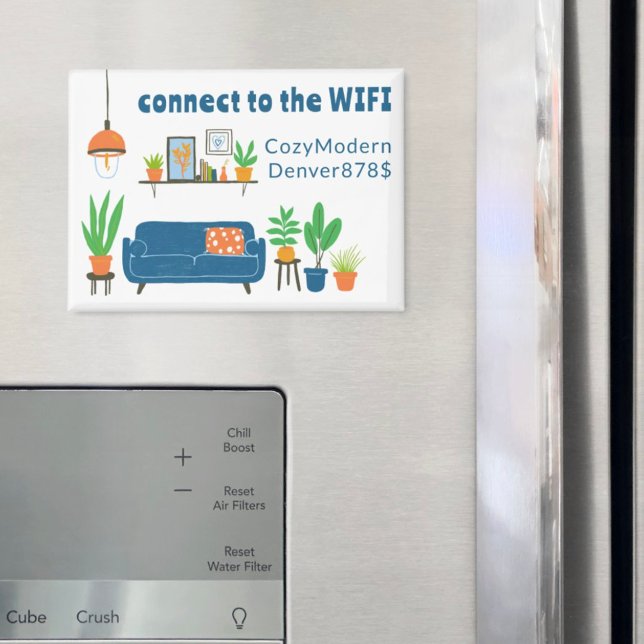 Aimant Mot de passe de connexion WIFI Salon mignon  (WIFI Login Password Cute Living Room Sofa CUSTOM Magnet Vacation Rental
)
