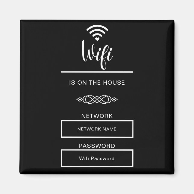 Aimant Mot de passe Wifi noir et blanc pour la maison (Devant)
