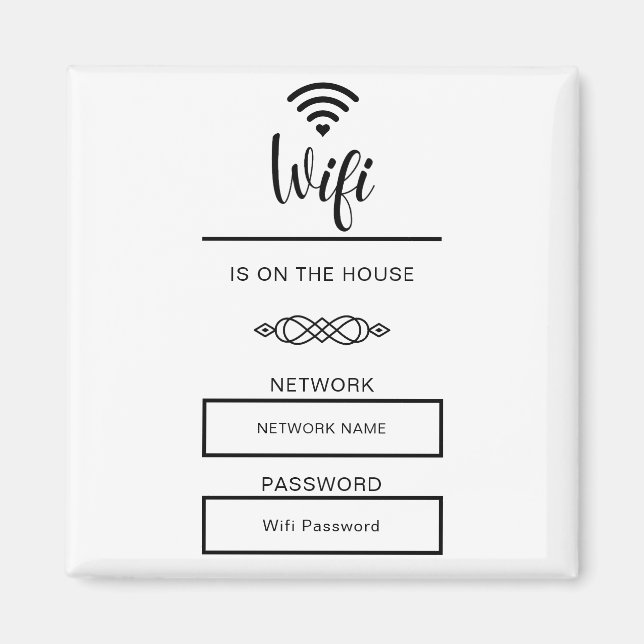 Aimant Mot de passe Wifi noir et blanc pour la maison (Devant)