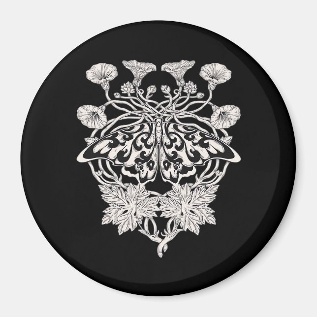 Aimant Moth Talisman - Whimsigoth sérigraphie Style Drawi (Devant)