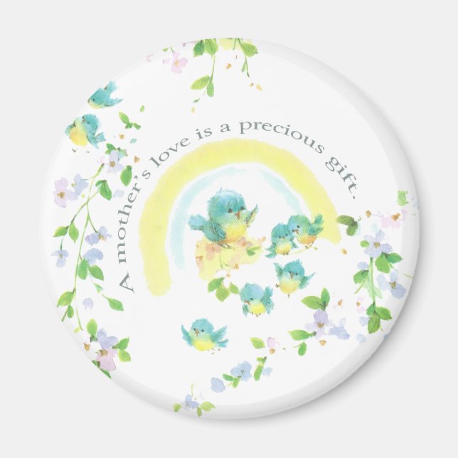 Aimant Mother's Day Blue Love Birds (Devant)