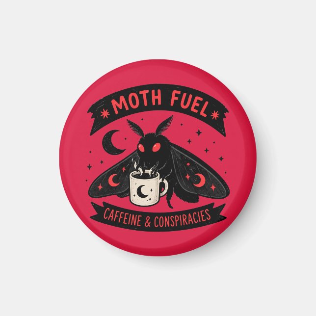 Aimant Mothman Café Moth Fuel Caféine et Conspirations (Devant)