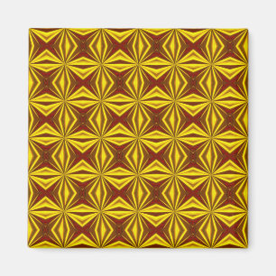 Aimant Motif à carreaux à effet de feuille d'or et rouge