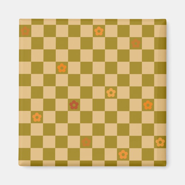 Aimant Motif à carreaux de fleurs - N° 02 (Devant)