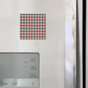 Aimant Motif à carreaux en forme de croix avec des cœurs 