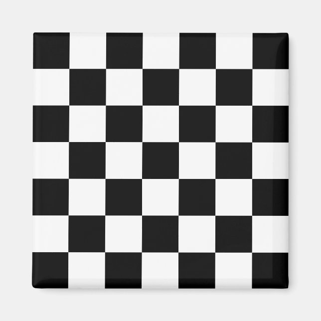 Aimant Motif à carreaux noir et blanc (Devant)