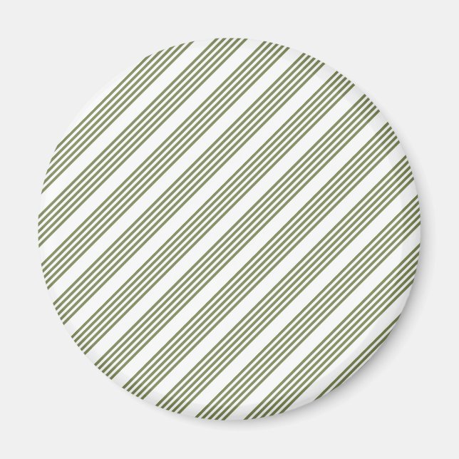 Aimant Motif à cinq bandes vert et blanc olive (Devant)