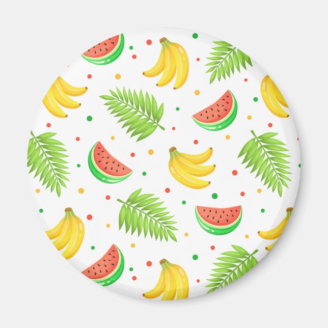 Aimant Motif à point de polka de fruits tropicaux (Devant)