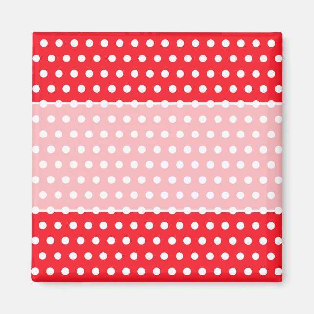 Aimant Motif à points Polka rouge et blanc. Spotty. (Devant)