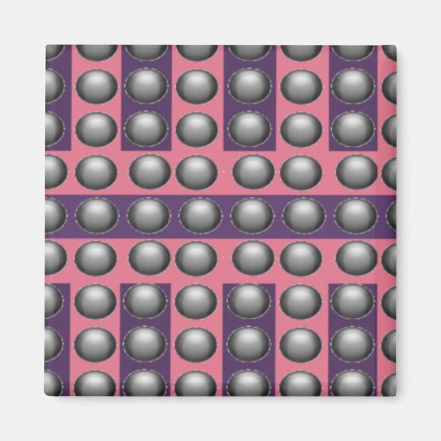 Aimant Motif à points rose et violet (Devant)