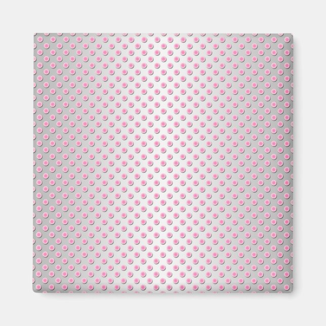 Aimant Motif à pois rose et blanc argenté (Devant)