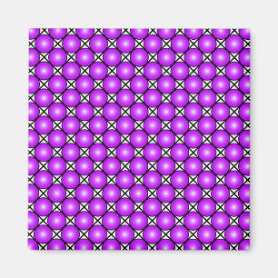 Aimant Motif à pois rose magenta sur fond quadrillé noir 