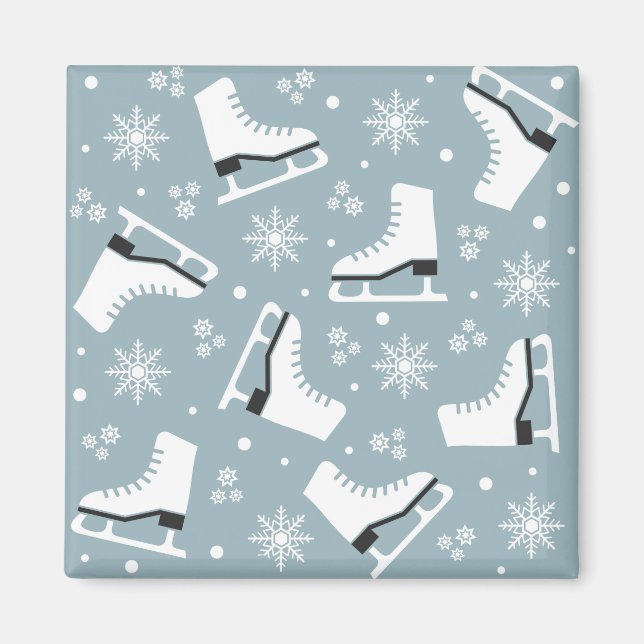 Aimant Motif à thème hiver avec patins à glace (Devant)