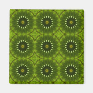 Aimant Motif abstrait de kaléidoscope en explosion verte