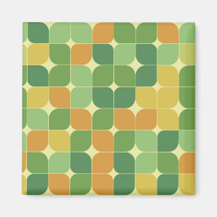 Aimant Motif abstrait de milieu de siècle vert orange